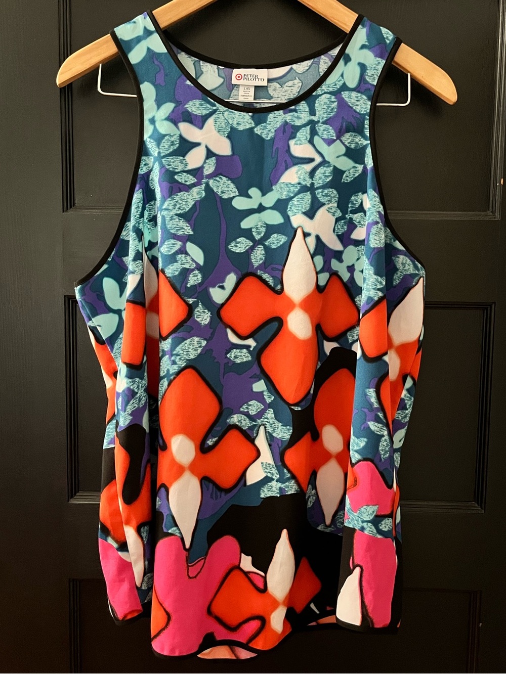 Peter Pilotto For Target Abstract Floral Print Sleeveless Tank Top Swim Cover L